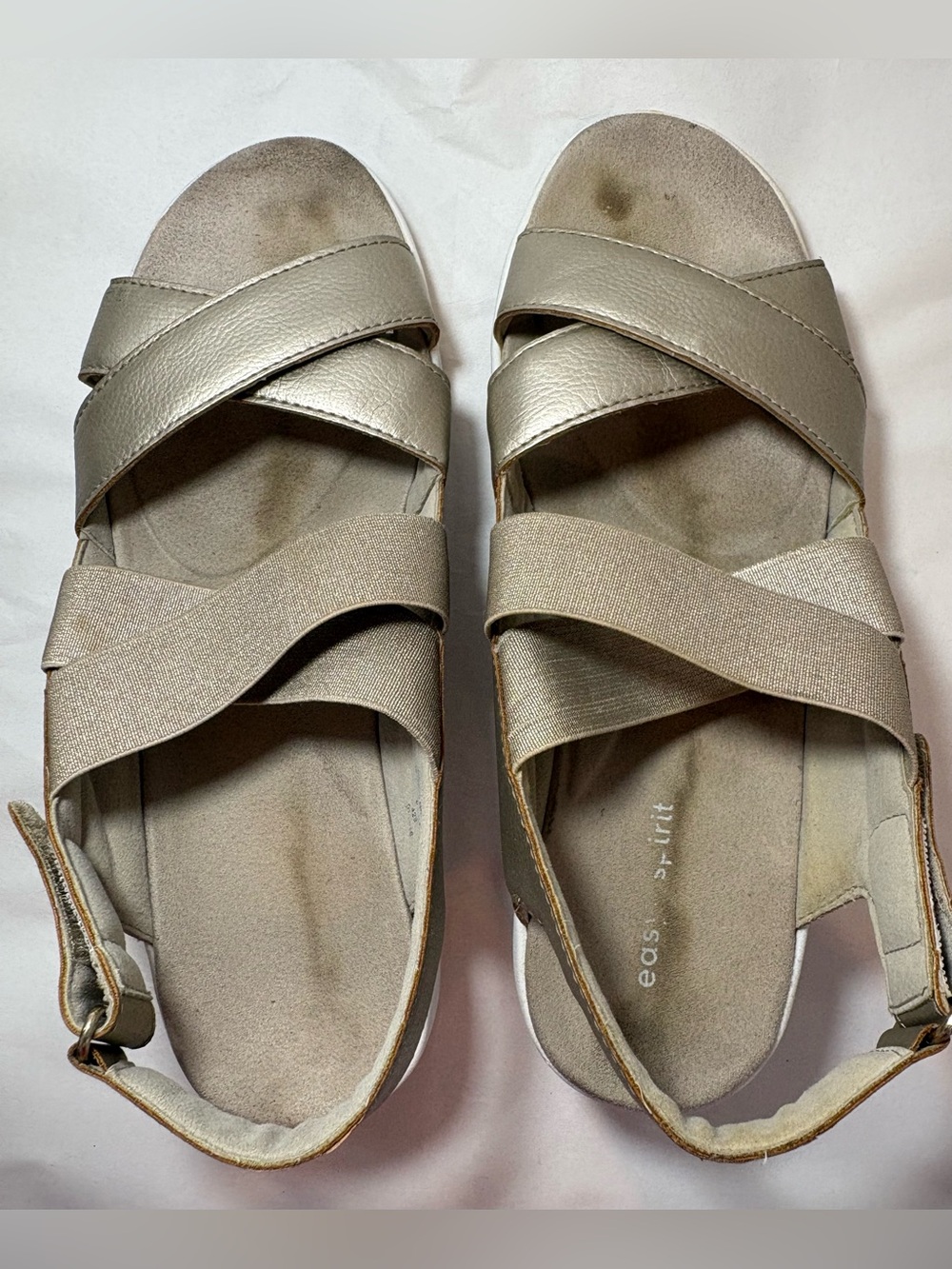 Women's Metallic Gold Cross-Strap Comfort Sandals